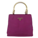 PRADA Hand Bag Nylon Metal Purple Gold Auth 155416-13
