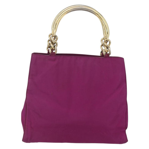 PRADA Hand Bag Nylon Metal Purple Gold Auth 155416