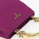 PRADA Hand Bag Nylon Metal Purple Gold Auth 155416-6