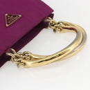 PRADA Hand Bag Nylon Metal Purple Gold Auth 155416-7
