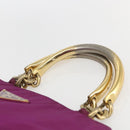 PRADA Hand Bag Nylon Metal Purple Gold Auth 155416-8