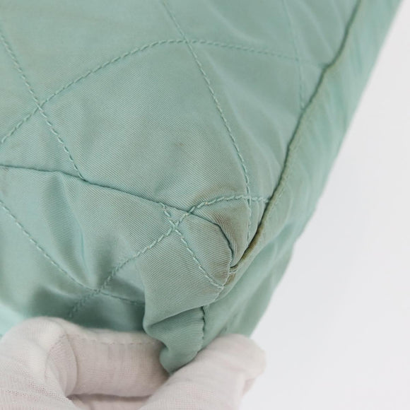 PRADA Chain Shoulder Bag Nylon Gold Light green Auth 155417