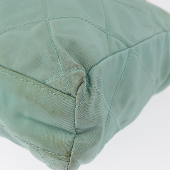 PRADA Chain Shoulder Bag Nylon Gold Light green Auth 155417