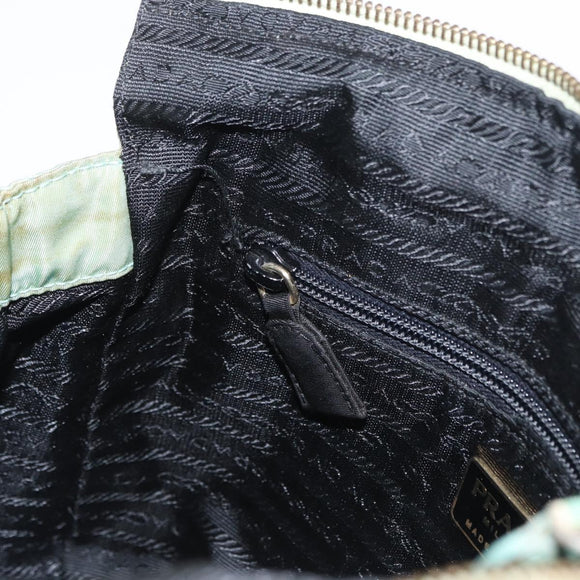 PRADA Chain Shoulder Bag Nylon Gold Light green Auth 155417