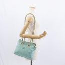 PRADA Chain Shoulder Bag Nylon Gold Light green Auth 155417-23