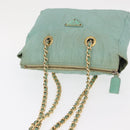 PRADA Chain Shoulder Bag Nylon Gold Light green Auth 155417-6