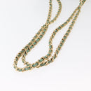 PRADA Chain Shoulder Bag Nylon Gold Light green Auth 155417-7