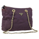 PRADA Chain Shoulder Bag Nylon Purple Gold Auth 155418-1