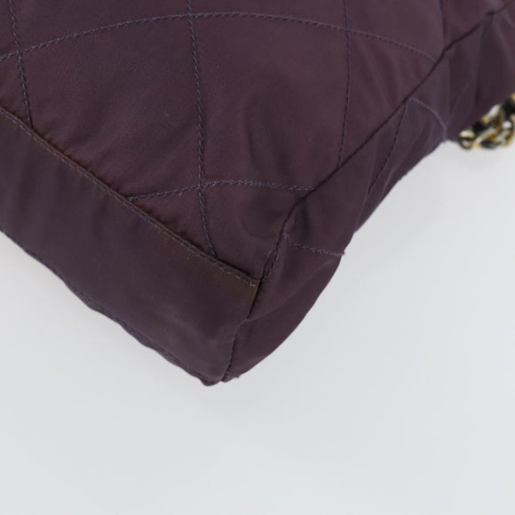 PRADA Chain Shoulder Bag Nylon Purple Gold Auth 155418