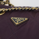 PRADA Chain Shoulder Bag Nylon Purple Gold Auth 155418-17