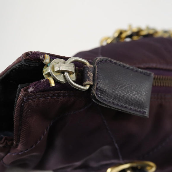 PRADA Chain Shoulder Bag Nylon Purple Gold Auth 155418