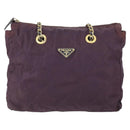 PRADA Chain Shoulder Bag Nylon Purple Gold Auth 155418-13