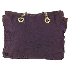 PRADA Chain Shoulder Bag Nylon Purple Gold Auth 155418 - 0