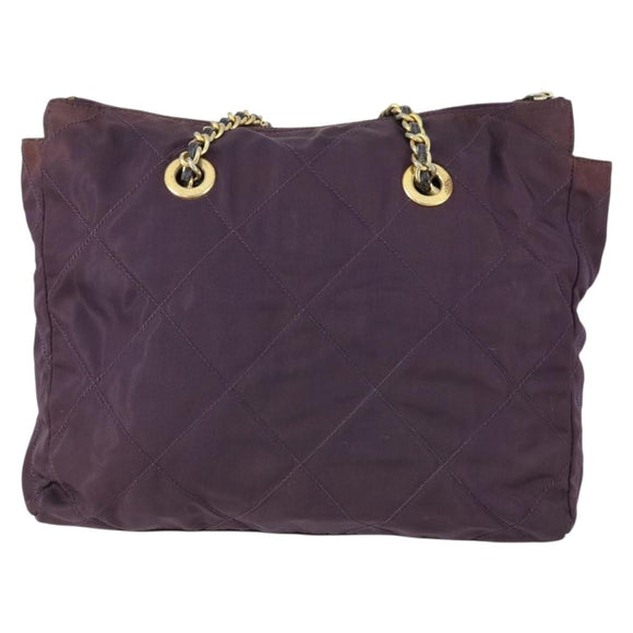 PRADA Chain Shoulder Bag Nylon Purple Gold Auth 155418