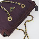 PRADA Chain Shoulder Bag Nylon Purple Gold Auth 155418-6
