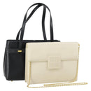 GIVENCHY Chain Bag Leather 2 Set White Black Auth 155424-1