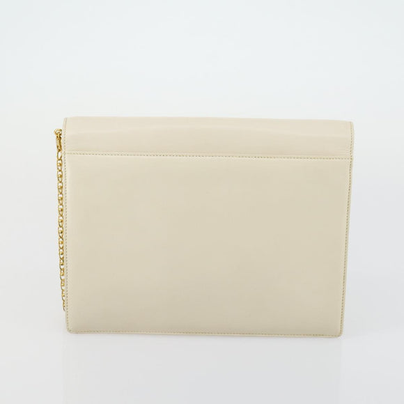 GIVENCHY Chain Bag Leather 2 Set White Black Auth 155424