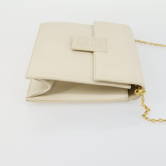 GIVENCHY Chain Bag Leather 2 Set White Black Auth 155424