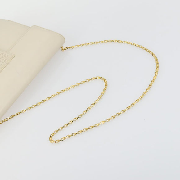 GIVENCHY Chain Bag Leather 2 Set White Black Auth 155424