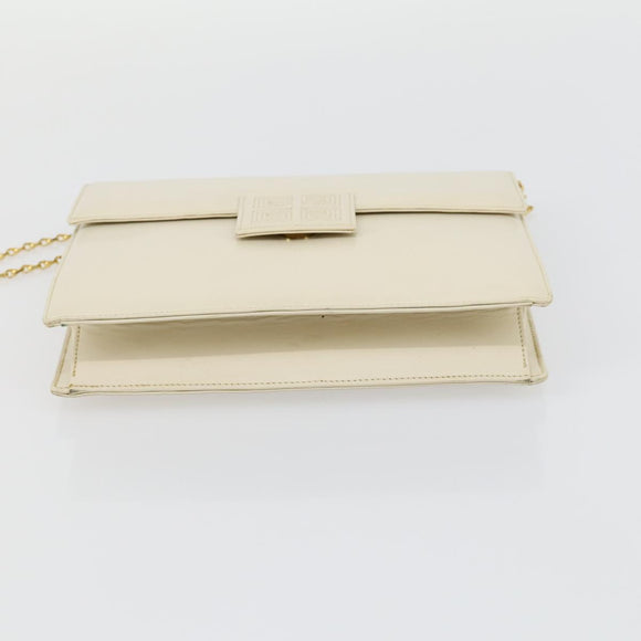 GIVENCHY Chain Bag Leather 2 Set White Black Auth 155424
