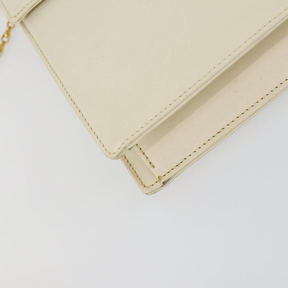 GIVENCHY Chain Bag Leather 2 Set White Black Auth 155424