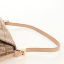 FENDI Zucchino Canvas Mini Mamma Baguette Shoulder Bag Pink Gold Auth 155455V-10