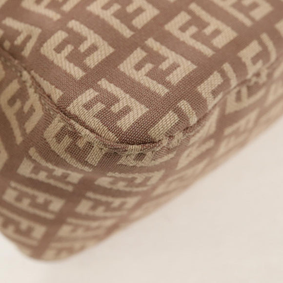 FENDI Zucchino Canvas Mini Mamma Baguette Shoulder Bag Pink Gold Auth 155455V