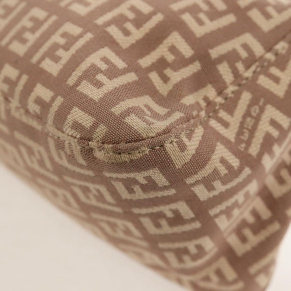 FENDI Zucchino Canvas Mini Mamma Baguette Shoulder Bag Pink Gold Auth 155455V
