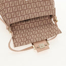 FENDI Zucchino Canvas Mini Mamma Baguette Shoulder Bag Pink Gold Auth 155455V-17