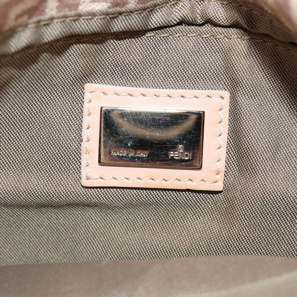 FENDI Zucchino Canvas Mini Mamma Baguette Shoulder Bag Pink Gold Auth 155455V