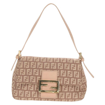 FENDI Zucchino Canvas Mini Mamma Baguette Shoulder Bag Pink Gold Auth 155455V - 0