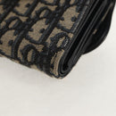 Christian Dior Trotter Canvas Oblique Wallet Navy Gold Auth 155462M-11