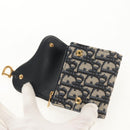 Christian Dior Trotter Canvas Oblique Wallet Navy Gold Auth 155462M-13