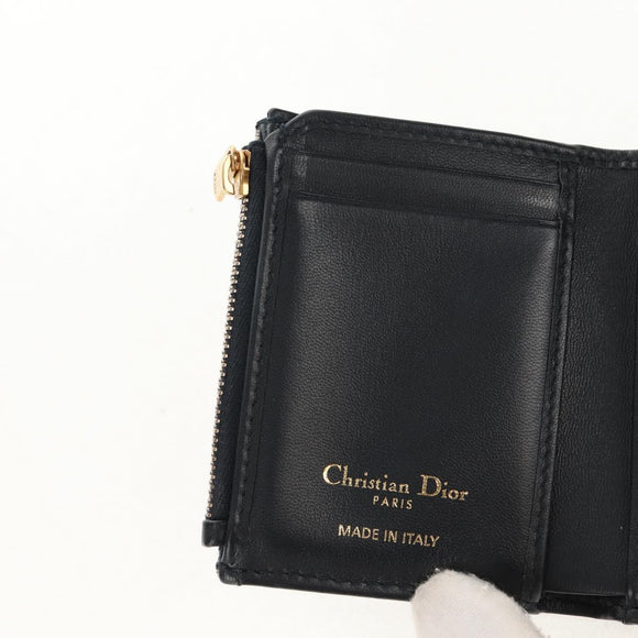 Christian Dior Trotter Canvas Oblique Wallet Navy Gold Auth 155462M