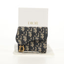 Christian Dior Trotter Canvas Oblique Wallet Navy Gold Auth 155462M-23