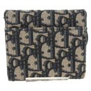 Christian Dior Trotter Canvas Oblique Wallet Navy Gold Auth 155462M-3