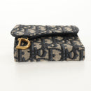 Christian Dior Trotter Canvas Oblique Wallet Navy Gold Auth 155462M-7