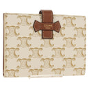 CELINE Triomphe Compact Wallet PVC White Gold Auth 155467M-1