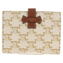 CELINE Triomphe Compact Wallet PVC White Gold Auth 155467M-2