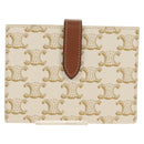 CELINE Triomphe Compact Wallet PVC White Gold Auth 155467M-3