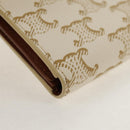CELINE Triomphe Compact Wallet PVC White Gold Auth 155467M-8