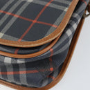 Burberrys Nova Check Shoulder Bag PVC Navy Gold Auth 155468-10