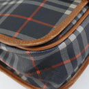 Burberrys Nova Check Shoulder Bag PVC Navy Gold Auth 155468-11