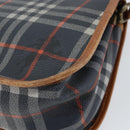 Burberrys Nova Check Shoulder Bag PVC Navy Gold Auth 155468-12