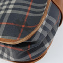 Burberrys Nova Check Shoulder Bag PVC Navy Gold Auth 155468-13