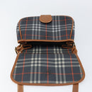 Burberrys Nova Check Shoulder Bag PVC Navy Gold Auth 155468-15