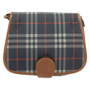 Burberrys Nova Check Shoulder Bag PVC Navy Gold Auth 155468-2