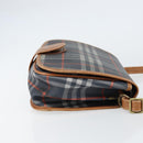 Burberrys Nova Check Shoulder Bag PVC Navy Gold Auth 155468-4