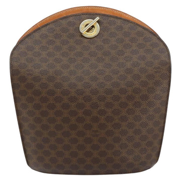 CELINE Macadam Canvas Shoulder Bag PVC Leather Brown Gold Auth 155469 - 0