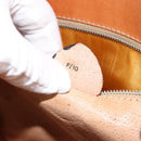 CELINE Macadam Canvas Shoulder Bag PVC Leather Brown Gold Auth 155469-22